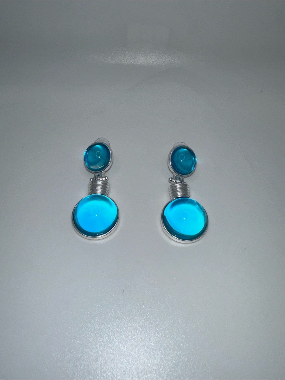 Fashion Jewelry Silver-Tone Turquoise Drop Earrings